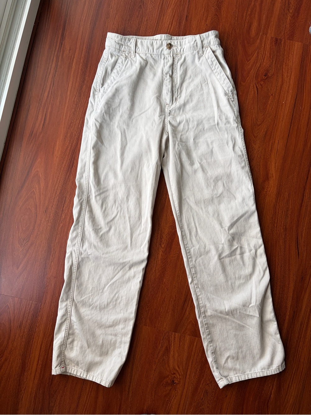 Xirena Beige Cotton Chino Straight Leg Pants High Rise XS